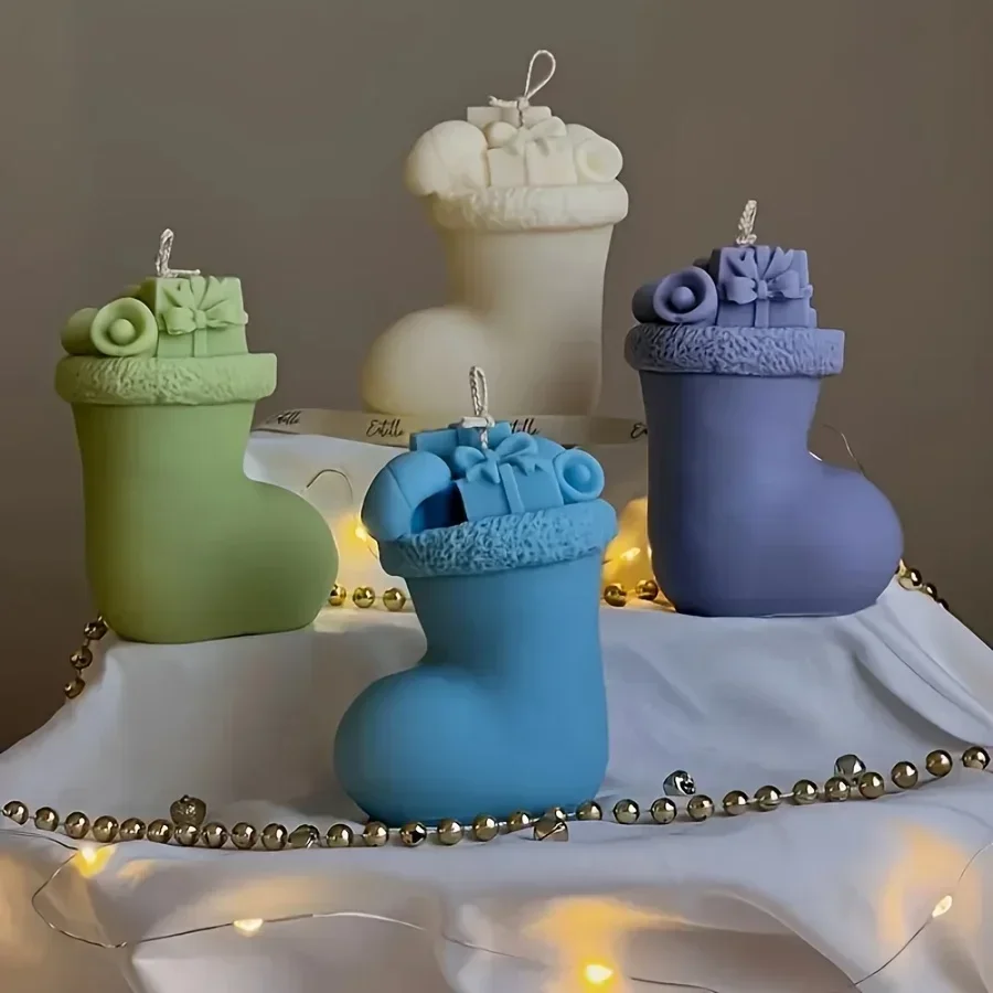 

Форма для рождественских чулок для свечей с подвесной петлей | Детальная силиконовая форма SILIKE LUFEI для праздничных свечей, мыла и поделок