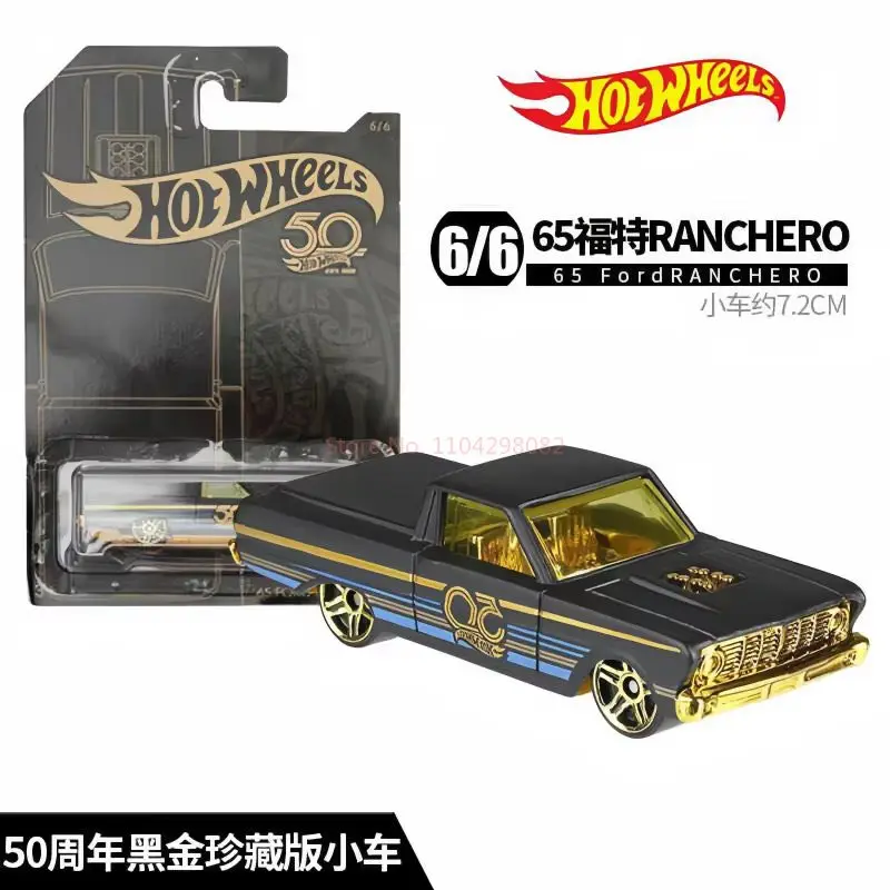ของแท้ล้อร้อน 50Th ANNIVERSARY Black & Gold ชุด 6 รถ Die-Cast Rodger Dodger 68 Dodge Dart 1/64 รถยนต์รุ่น Diecast ของเล่น