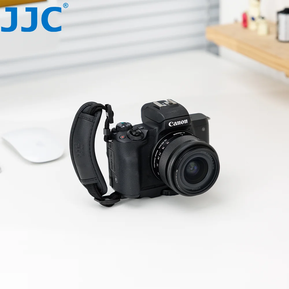 JJC 카메라 PU 가죽 손목 스트랩 (DSLR 미러리스 카메라용) 캐논 EOS R50 V R100 M50 Mark II 호환