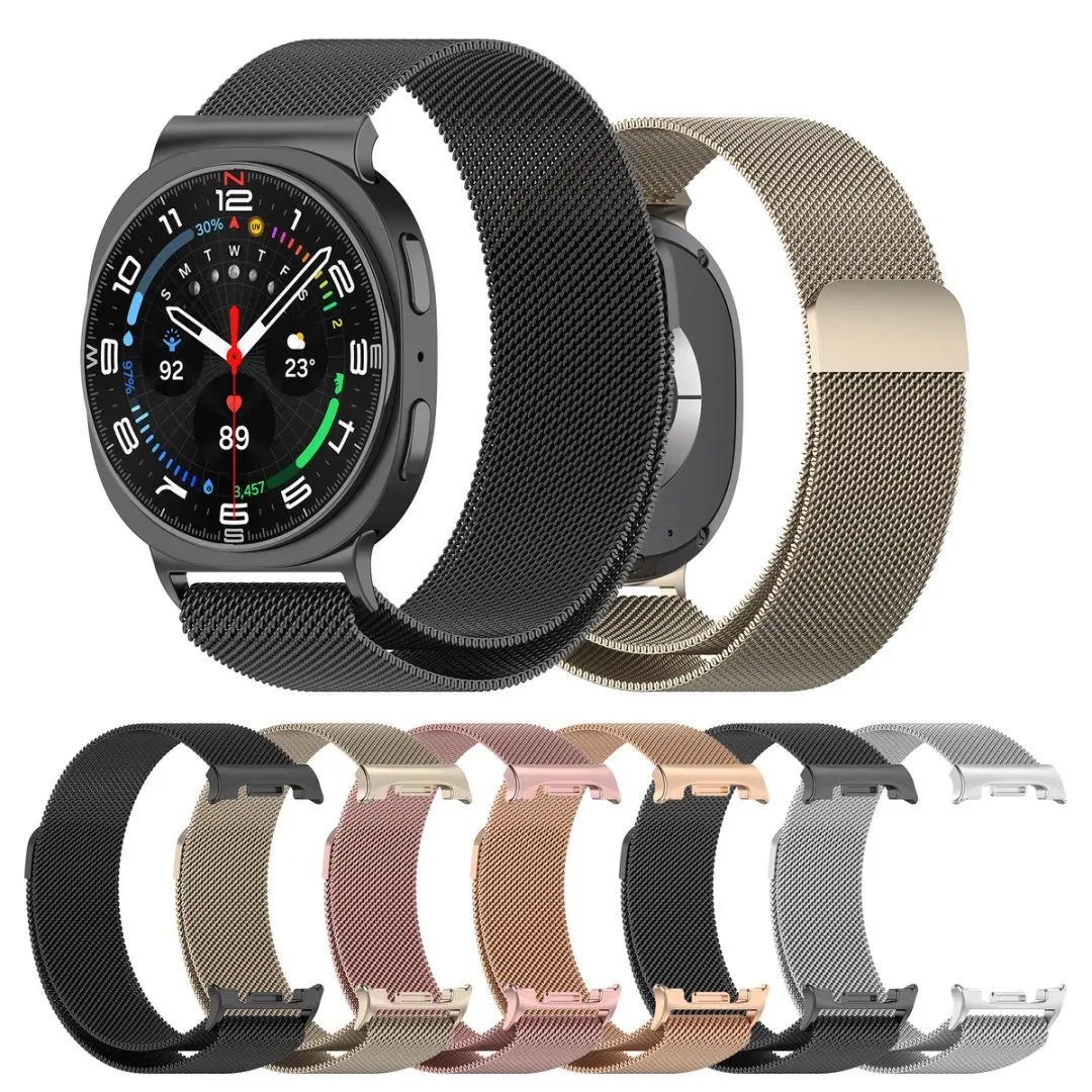 حزام ساعة ميلانيزي بحلقة متوافق مع ساعة سامسونج جالاكسي 8 40 ملم 44 ملم ساعة 8 كلاسيكية 46 ملم Ultra2 أشرطة الساعة الذكية
