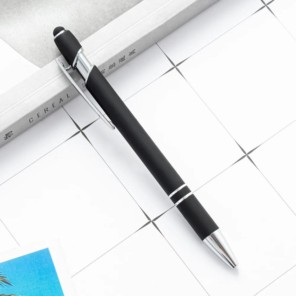 100 stks/partij Metalen Business Balpen 2 In 1 Met Universele Touch Screen Stylus Pen School Kantoorbenodigdheden Gratis Aangepaste Logo