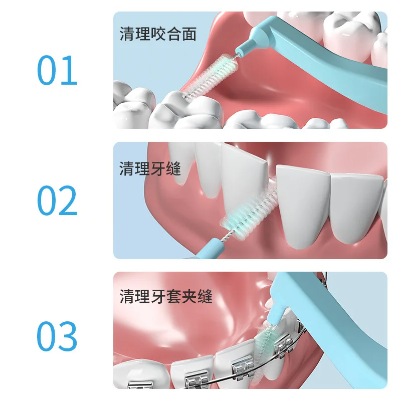 5PCS L-shaped Teeth Cleaning Brush with Fine Soft Bristles for Dual Cleaning Without Damaging Gums One-time Cleaning of Teeth