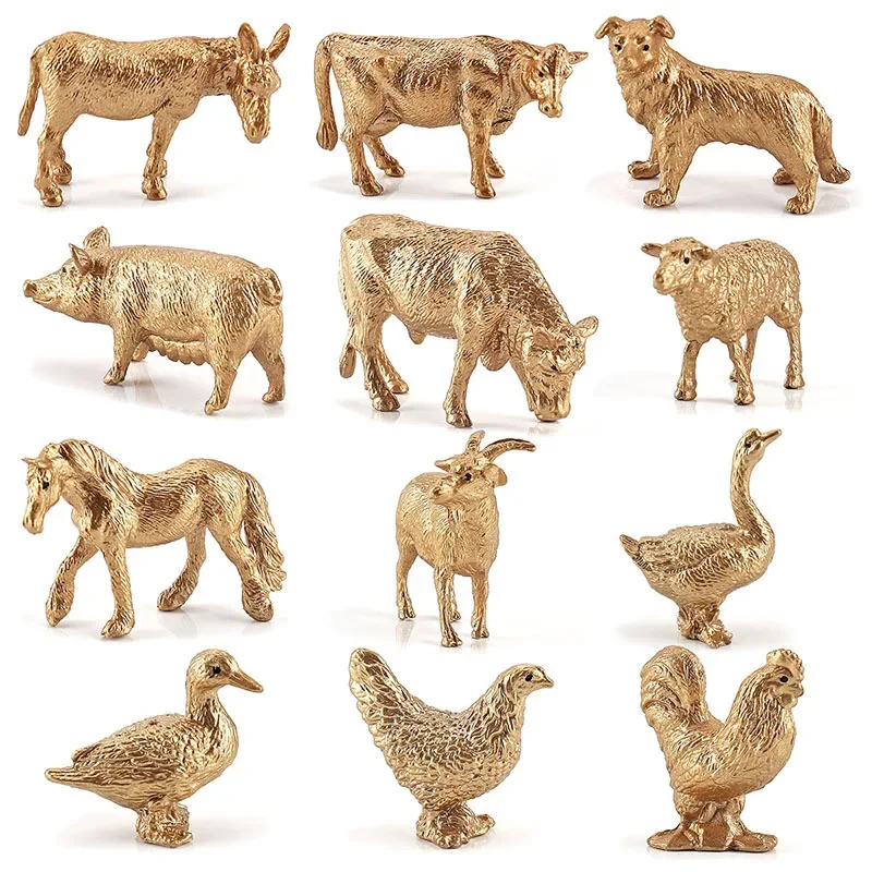 Creative Poultry Farm Figurines Animals Decoration Simulation Mini Chicken Duck Goose Cow Action Figures Models Education Toys