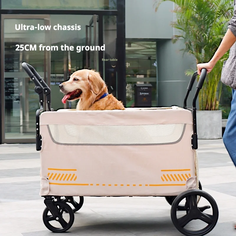 Luxury Portable Two-Box Isolation Pet Stroller Foldable Modern Oxford Material For Large Dogs And Cats