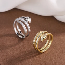 European American Fashion New Vintage Serpentine Shaped Rings Hip Hop Party Opening Adjustable Zircon Ring Gift