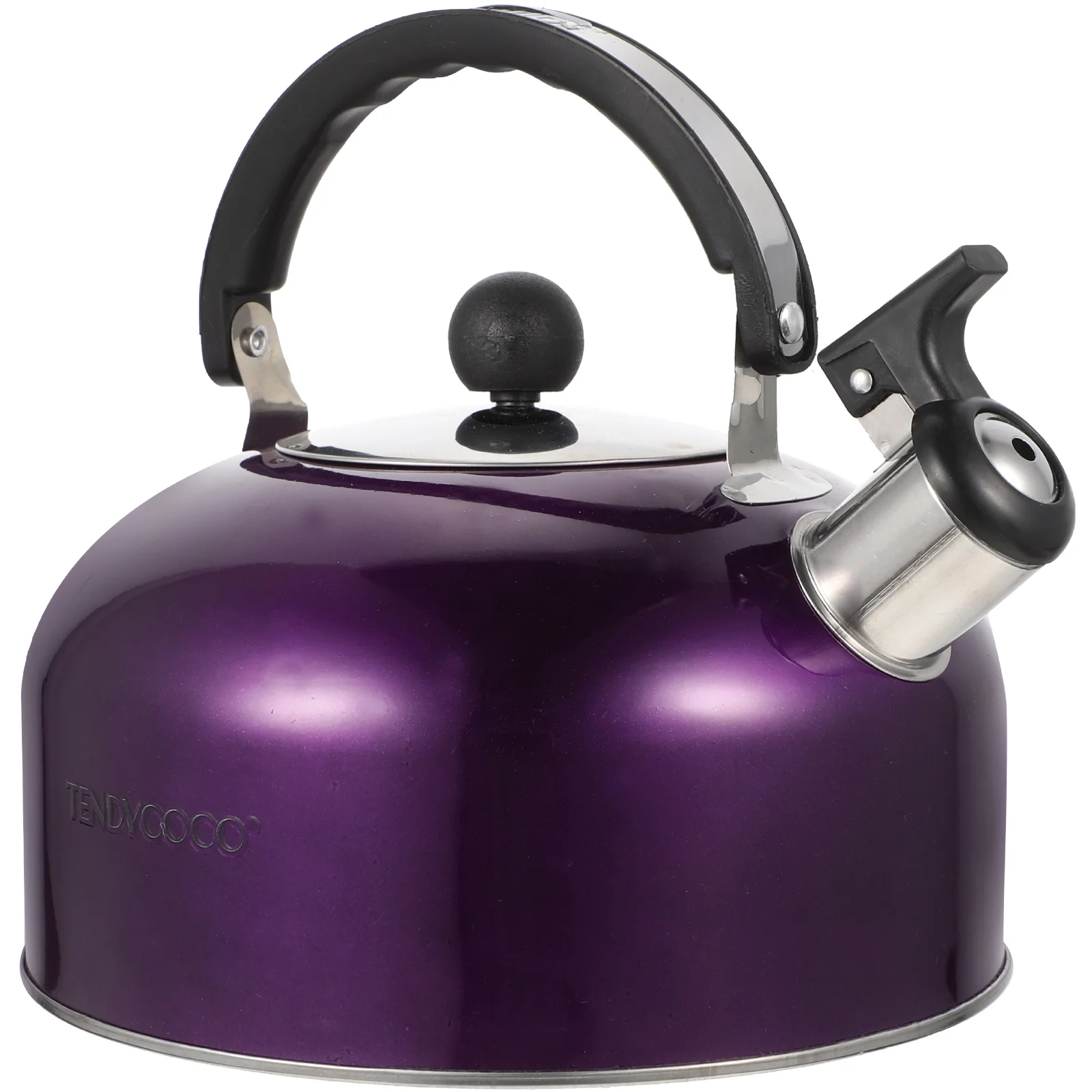 

Camping Kettle Stainless Steel Whistling Water Jug Spherical Pot Heating Purple Steel=