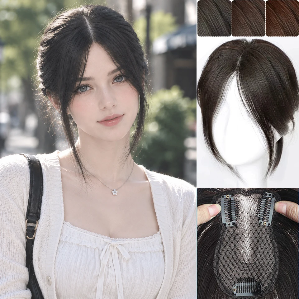 Synthetic Topper Hairpiece False Bang Clip-In Bangs Extension Natural Fake Fringe Invisible for Women Daily Vacation Festival