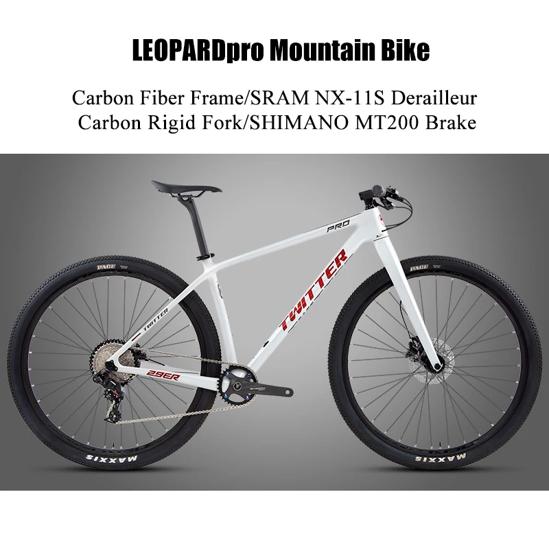 Twitter Light Weight LEOPARD Carbon MTB Bikes Rigid Fork 27.5 29er Men's MT200 Hydraulic Brake Mountain Bicycle With NX 11 Speed