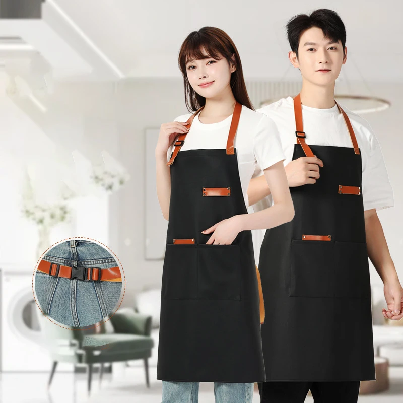 Comfortable Thin Kitchen Aprons for Woman Men Chef Work Apron for Grill Restaurant Bar Shop Cafes Beauty Nails Studios Uniform