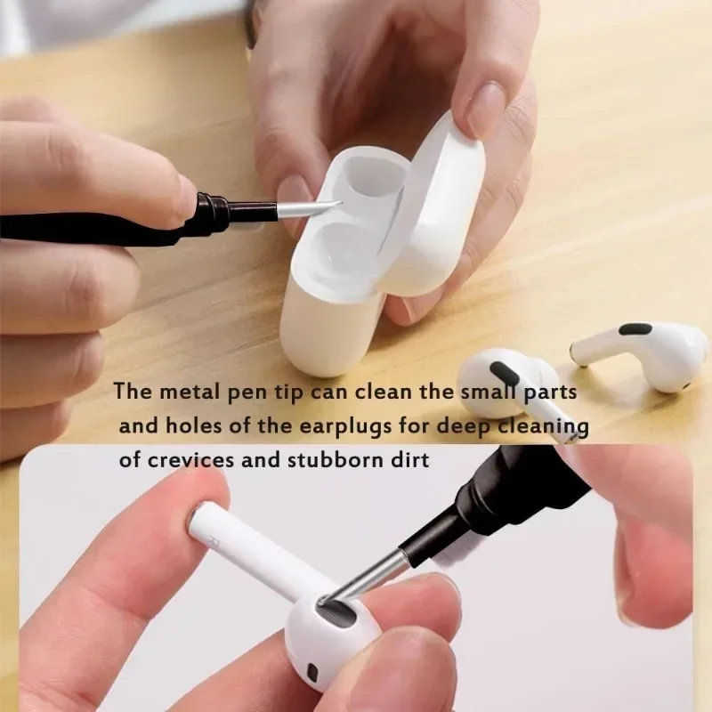 Bluetooth Earphones Cleaner Kit for Airpods Pro 4 3 2 1 Multi-Function Cleaning Tool with Brush Flocking Sponge Clean Brush Pen