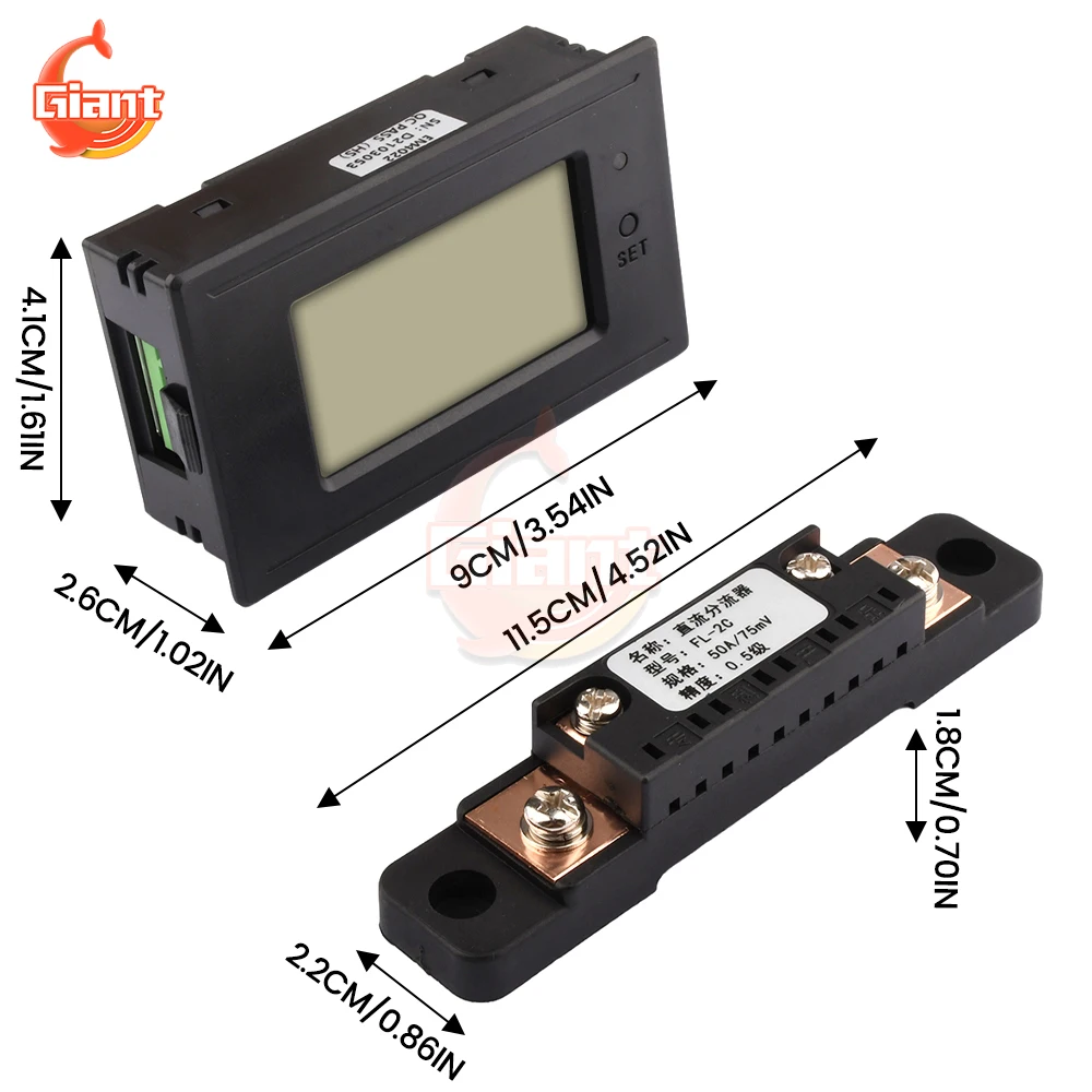 DC 6-200V Digital Voltmeter Ammeter LED Power Panel Meter Monitor Voltage Current Meter Tester Wattmeter Energy Meter Detector