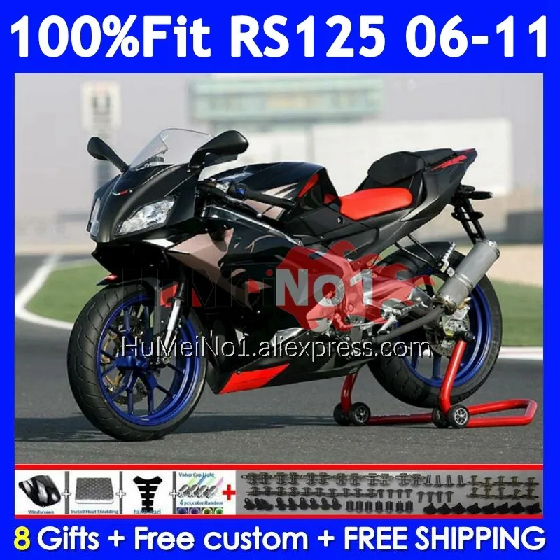 Stock Black Injection For Aprilia RS-125 RSV125 R RS125 06 07 08 09 10 11 312No.0 RS 125 2006 2007 2008 2009 2010 2011 Fairing