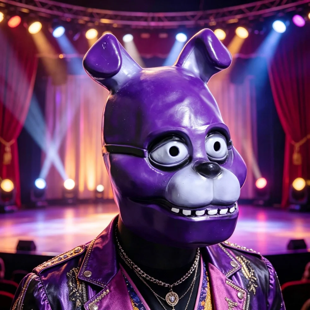 Bonnie Maske Five Nights at Freddy's Cosplay Latex-Maske Lila Bär Vollgesichtsmaske für Halloween-Party Karnevalskostüm Requisiten – Detail 1