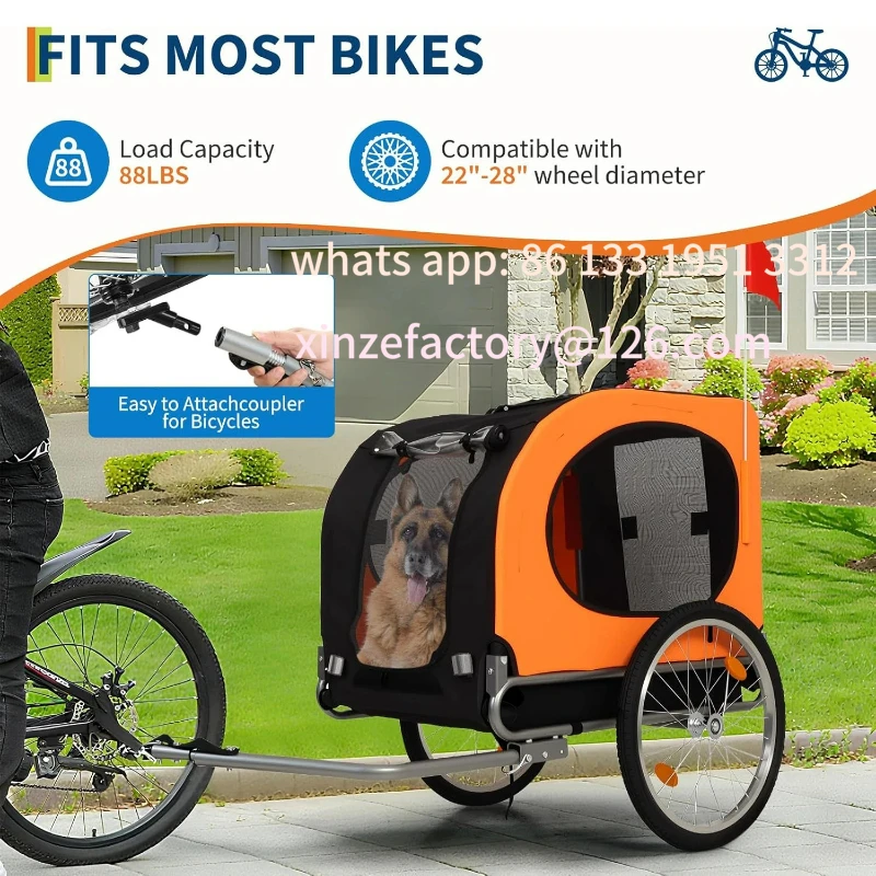 

Customizable 2-in-1 Pet Stroller Cart Bicycle Carrier, Universal Bicycle Coupler, Dog Bike Trailer, Supports up to 88 lbs