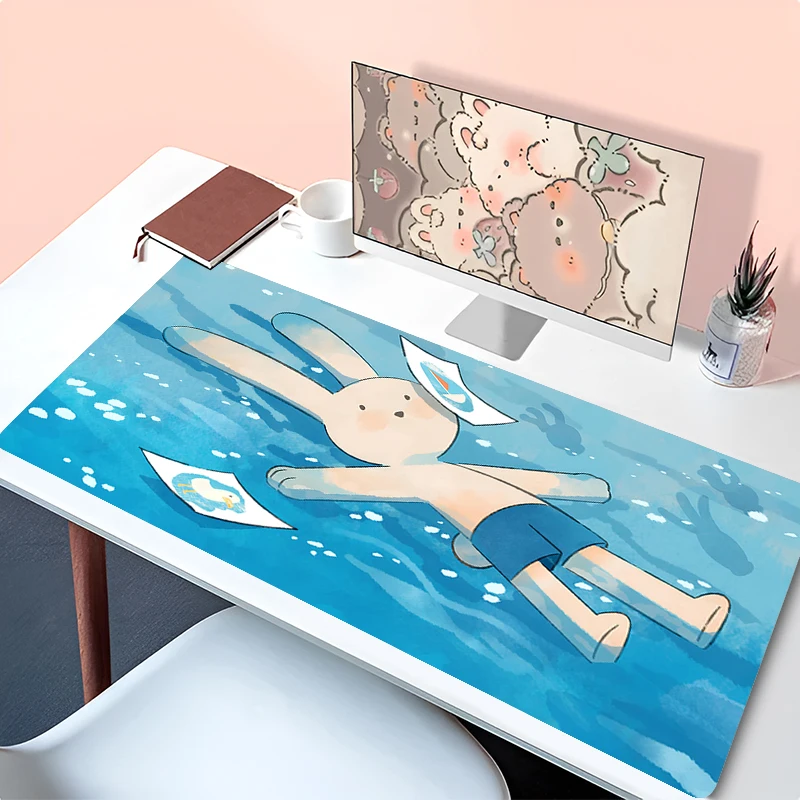 Cartoon Sailor Duck Mouse Pad Blue Sea Sky Desk Mat Laptop Anime Gamer Cabinet Mousepad PC Bunny Gaming Accessories Keyboard Rug