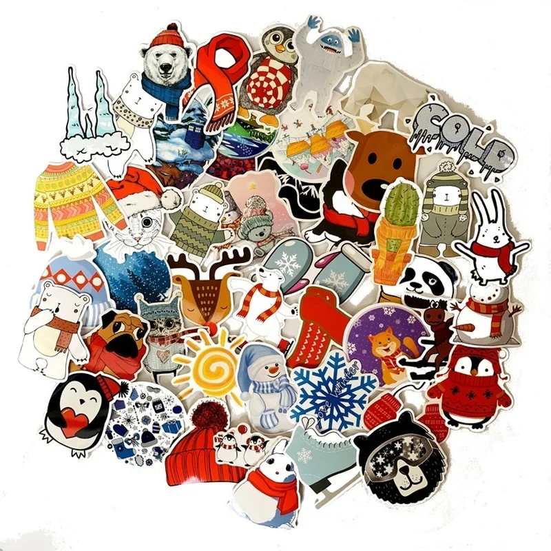 2Sets=100Pcs Cartoon Winter Fresh Stickers Trolley Case Water Cup Notebook Waterproof PVC Stickers
