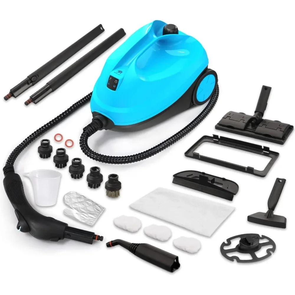 Steam Cleaner, Steam Mop with 21-Piece Accessory Set, 1.5L Capacity 1500W Handheld Steamer Carpet Cleaner 16.4ft Power Cord,Blue