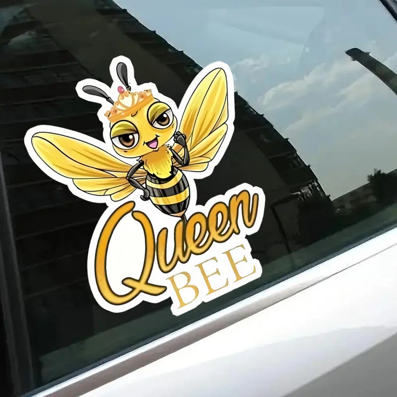 

Cute "Queen-Bee" Cartoon Stickers, 11x13cm, Scratch Blocking Self-Adhesive Waterproof Decal, Used for Car, Wall, Laptop