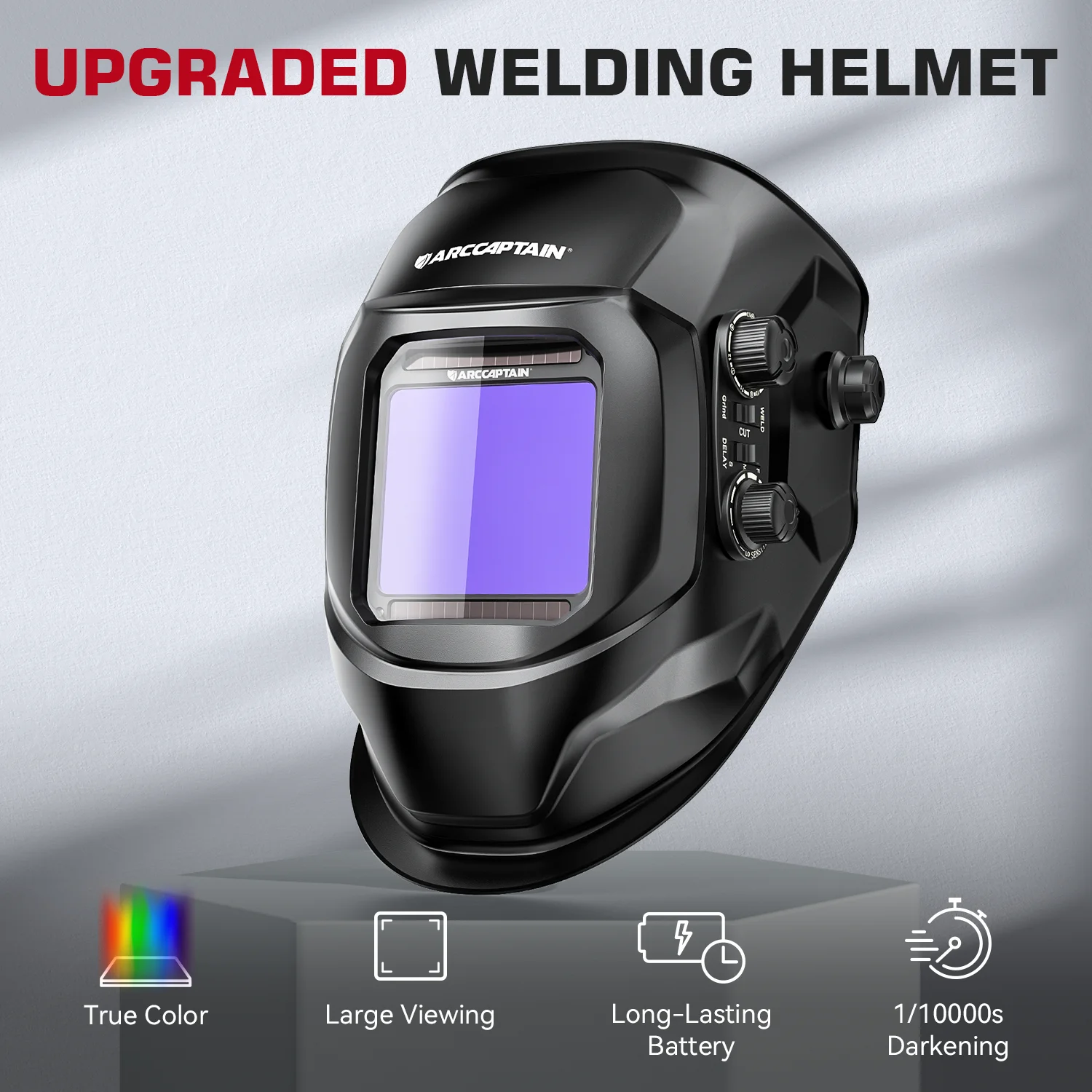 ARCCAPTAIN Welding Helmet Welder Mask Large View True Color Solar Power Auto Darkening Welding Mask For Arc MIG TIG Welder Cut