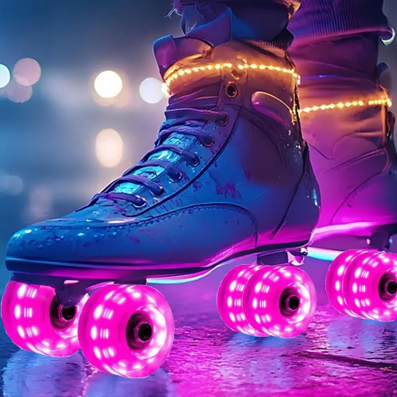 Indoor Skating Wheels 4 Pieces Light Up Roller Skate Wheels Skate Replacement Wheels Silent High Elasticity For Double Row