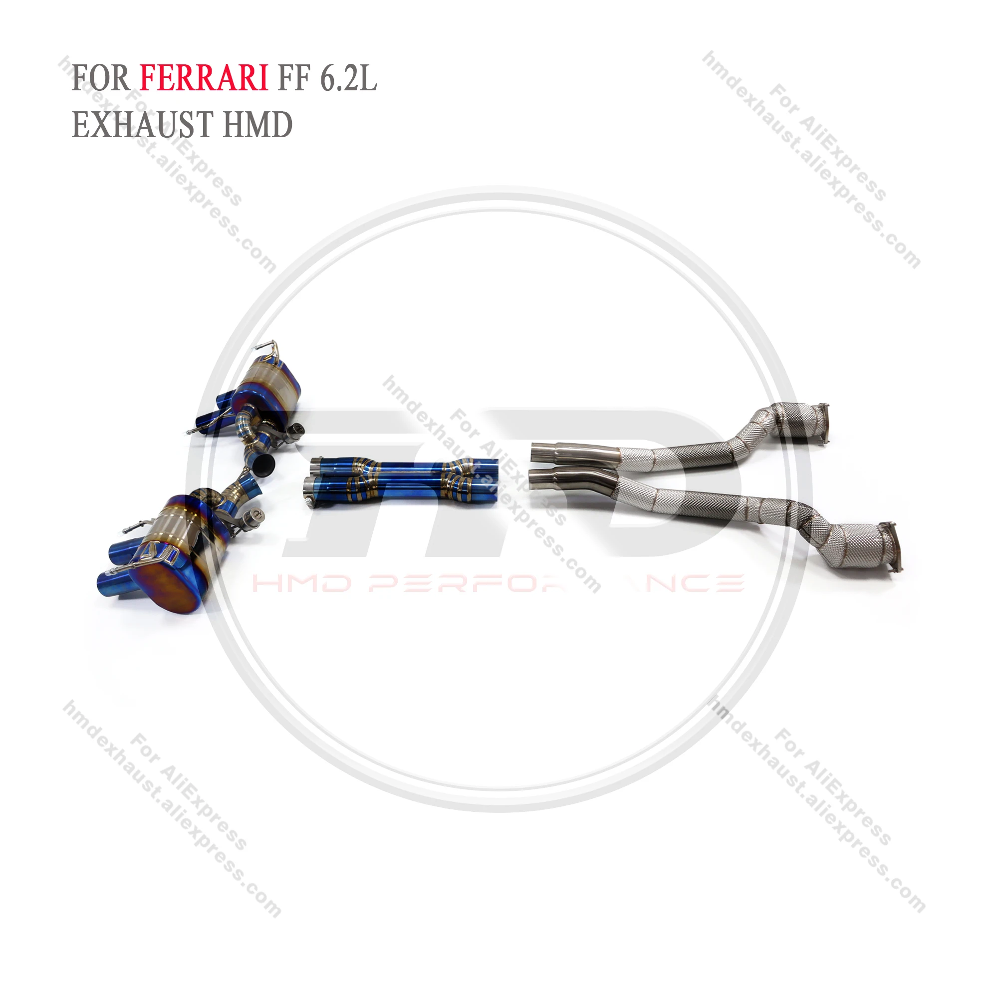 HMD Titanium alloy Exhaust System Performance Catback For Ferrari FF 6.2L  X Pipe And Downpipe