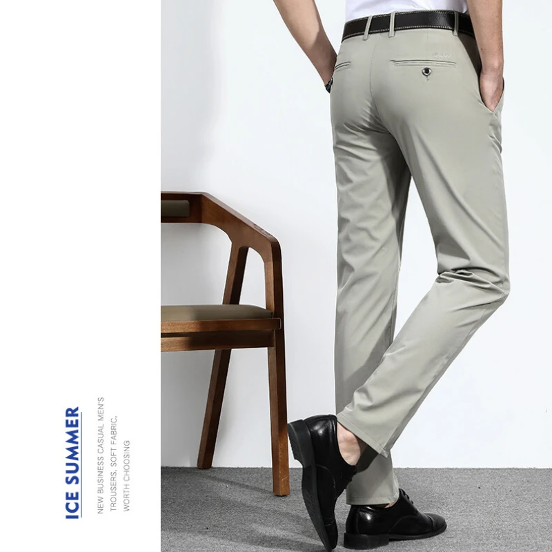 Stretchable Men's Dress Pants, Sizes 28-40, Classic Dark Blue Trousers for Versatile Wear, Comfort & Style Combined