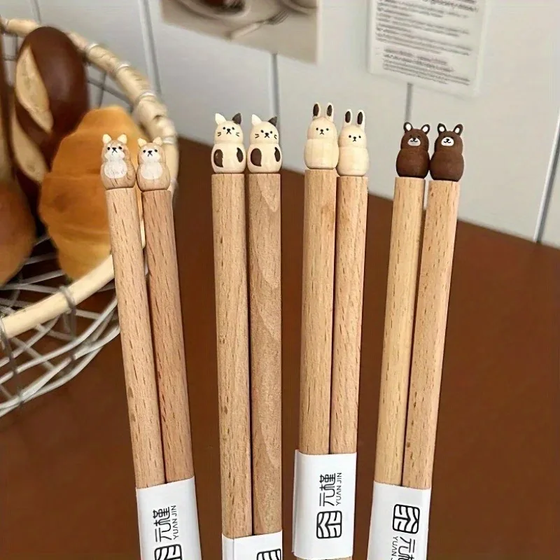 Unique and Cute Animal Print Chopsticks  Perfect for Couples' Dinner and Sushi Parties Hand-Carved From Premium Beech Wood