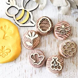 Bee Texture Block Wood Stamp Pottery Embossing Tool for Polymer Clay Ceramic Craft Wooden Emboss Modeling Diy Supplies Tools