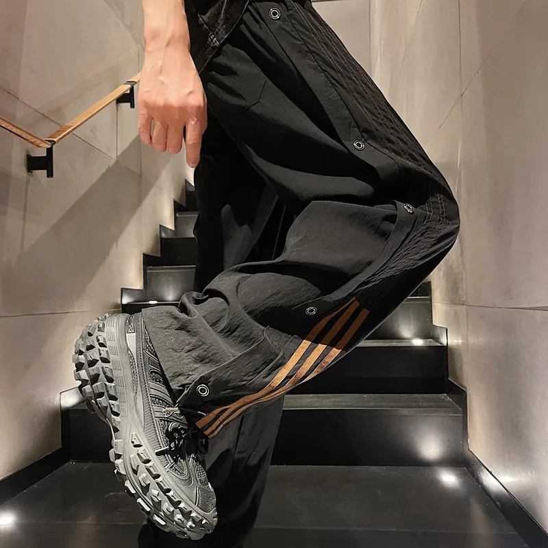 Summer Trendy Long Pants for Men's Casual Ice Silk Sagging Wide Leg Pants Loose and Thin Straight Leg Versatile Hip Hop
