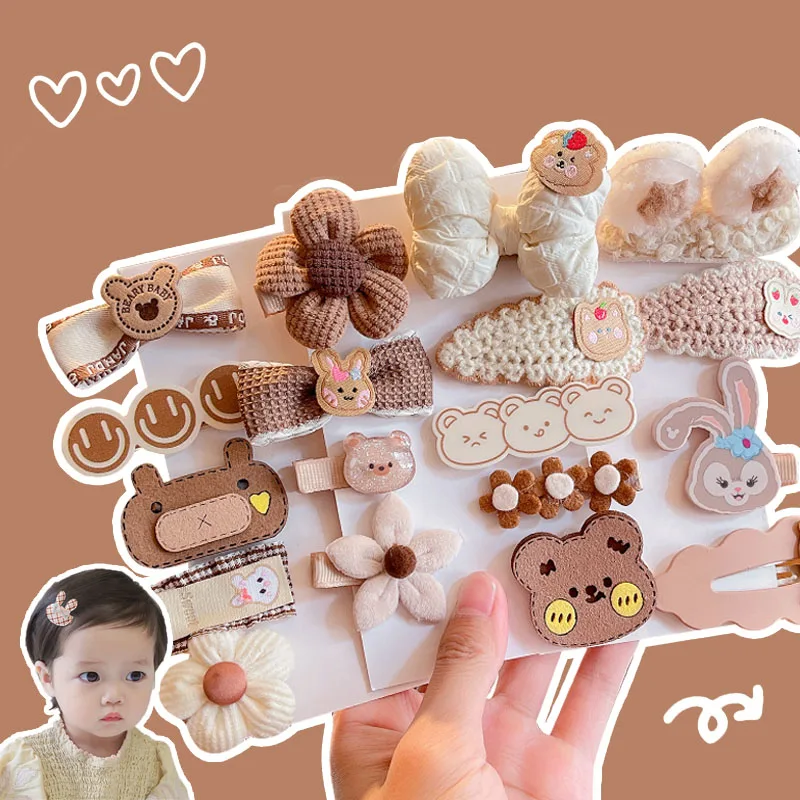 4/8 Pcs/Set Children Cute Plush Cartoon Flower Bow Ornament Hair Clips Girl Lovely Sweet Barrettes Hairpins Kid Hair Accessories