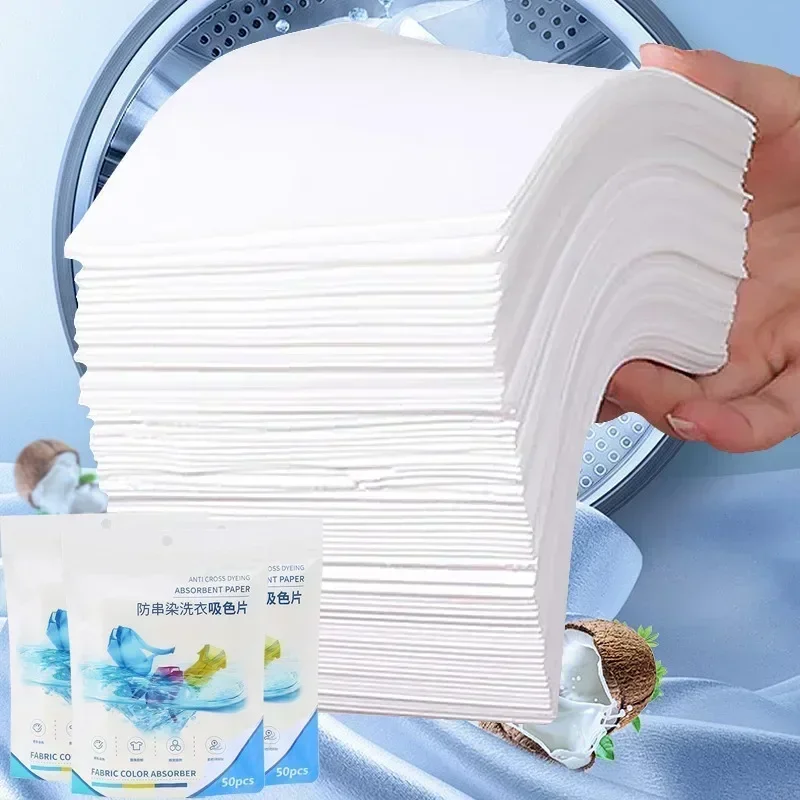 50/200PCS Bag Laundry Tablets Laundry Paper Anti-Staining Clothes Sheets Anti-String Mixing Color Absorption Washing Accessories