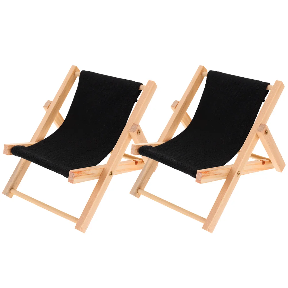 2 pçs mini cadeira de praia suporte do telefone lona madeira ajustável st para decoração móvel dobrável slots duplos smartphone rack suporte mesa