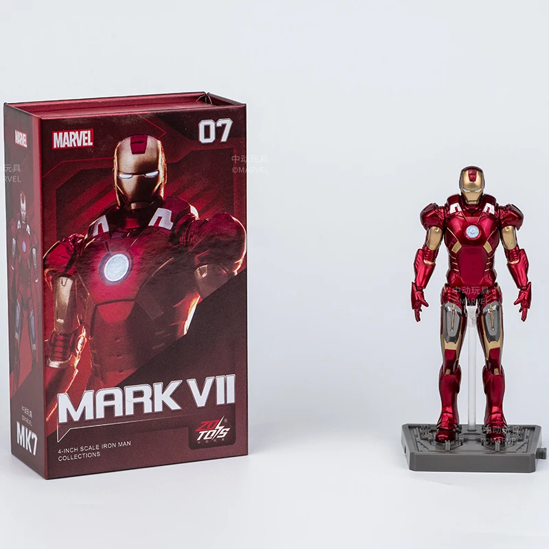 4 Zoll Original 1/10 ZD Toys Iron Man Actionfigur MK1 MK2 MK3 MK4 MK5 MK6 MK7 Tony Stark Anime Puppe Modell Kinder Geburtstagsgeschenk – Detail 28