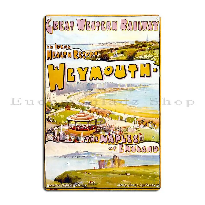 Weymouth Vintage Travel Poster Metal Sign Wall Mural Plaques Customized Pub Decoration Tin Sign Poster