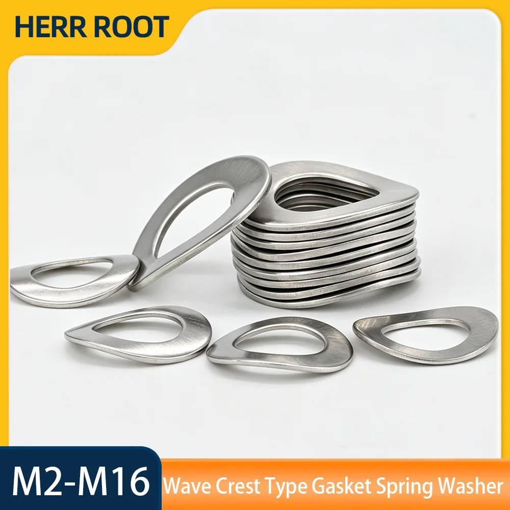 10/30/100pcs 304 Stainless Steel Wave Crest Type Gasket Spring Washer M3 M4 M5 M10 M16 M19 M23 Bearing Shafts Wave Washers