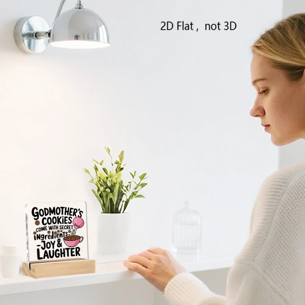 زخرفة أكريليك مسطحة ثنائية الأبعاد - تصميم خلاط وردي ووعاء، "كوكيز جودمادر بمكونات سرية - الفرح والضحك" اقتباس