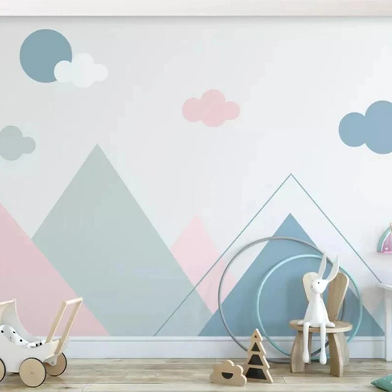 Customized Wallpaper Modern Nordic Cloud 3D Cartoon Mural children's room Living room sofa TV background wall bedroom restaurant