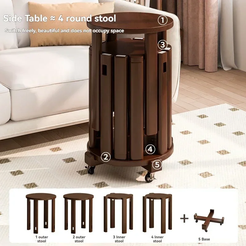 Household Goods Stackable Stool, Modern Dining Table Stool, Stackable Music Solid Wood Round Stool, Tea Table, Household Use