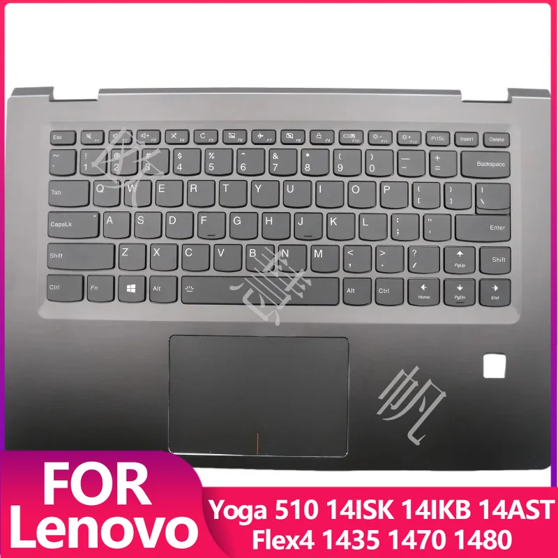 T US Black Keyboard Upper Case Palmrest Shell Cover For Lenovo Yoga 510 14ISK 14IKB 14AST Flex4 1435 1470 1480 5CB0M32871