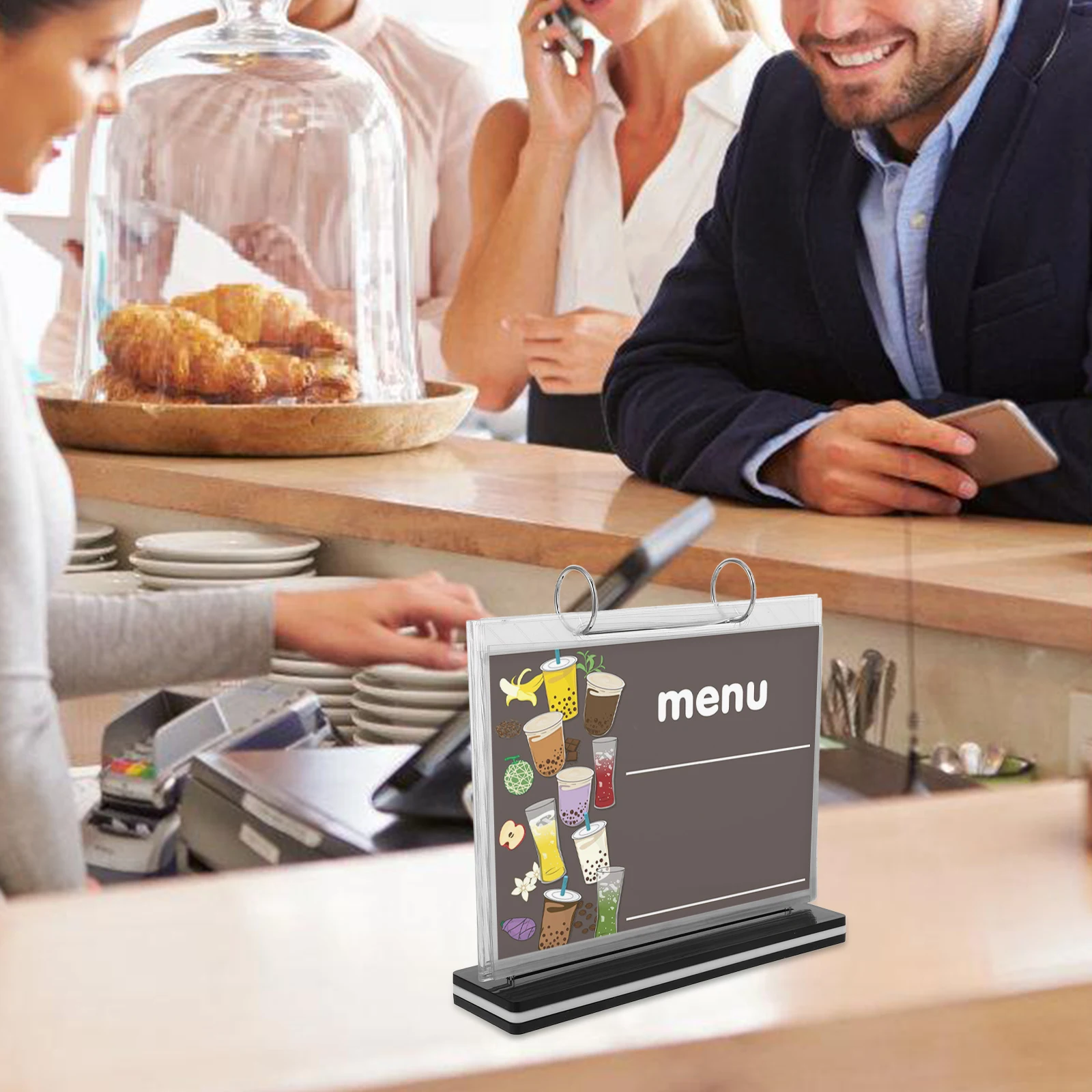 

Plastic Menu Holder Stand Display Rack Table Card Holder Restaurant Menu Folder Desktop Sign Holder Business Card Organizer