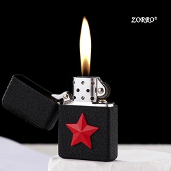 ZORRO 오리지널 등유 라이터, 레트로 크리에이티브 순수 구리 쉘, 방풍 황동 담배, 가솔린 엔진 흡연, 신제품