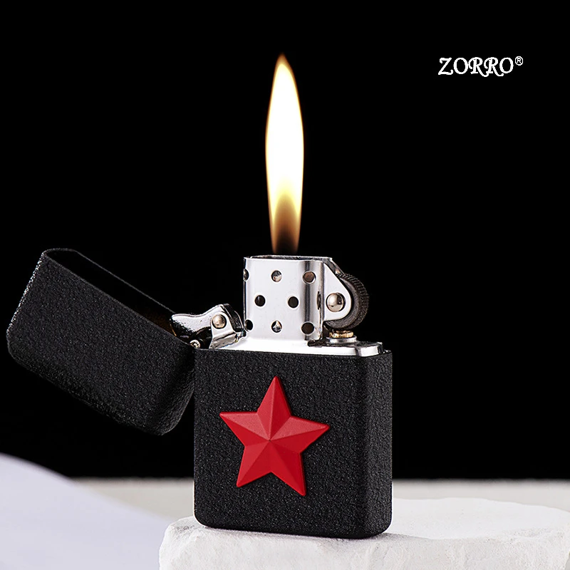 New ZORRO Original Kerosene Lighter Retro Creative Pure Copper Shell Windproof Brass Cigarette Gasoline Engine Smoking