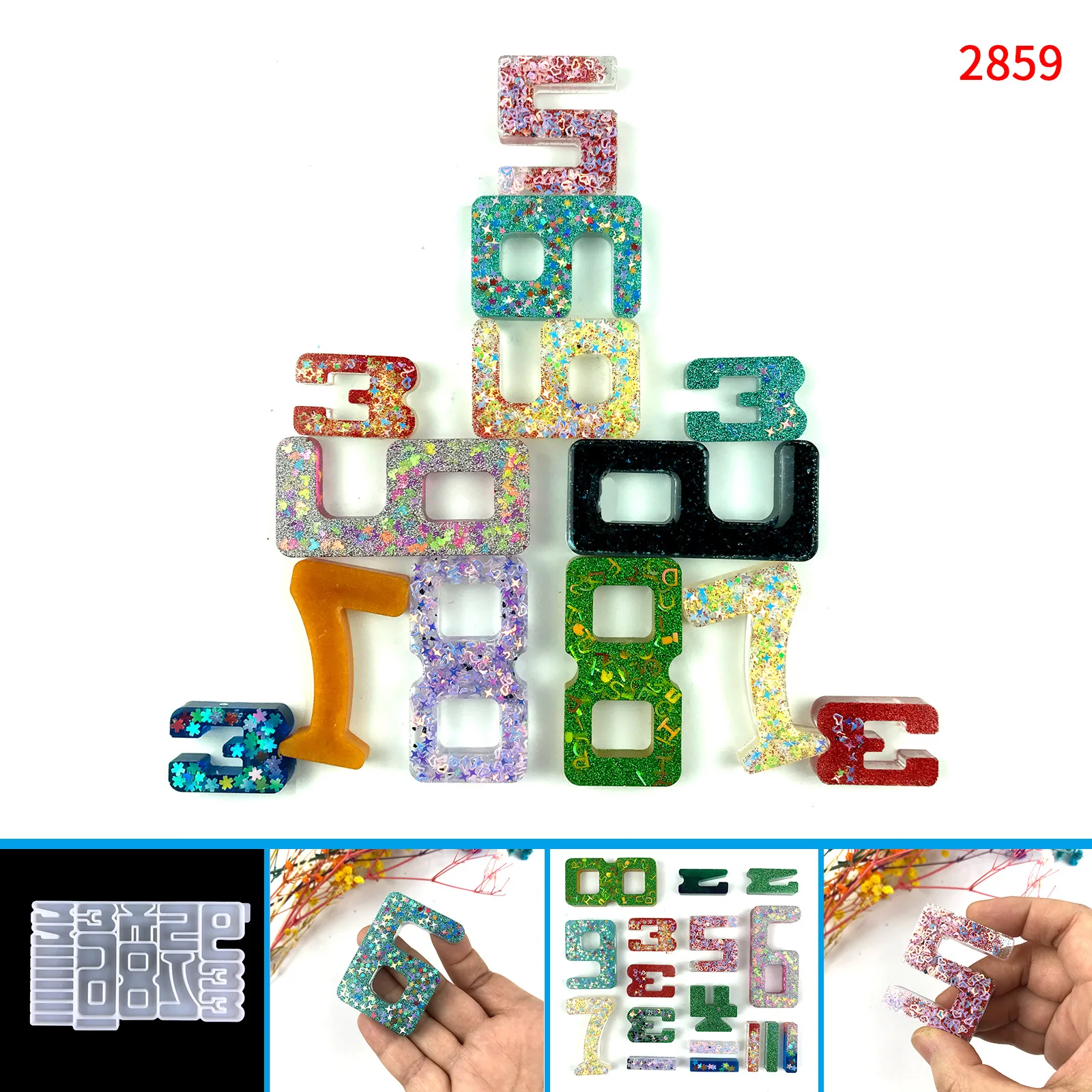 DIY Children's Digital Number Building Silicone Mold Number Study Play Game Mold For Resin Jewelry Making Craft