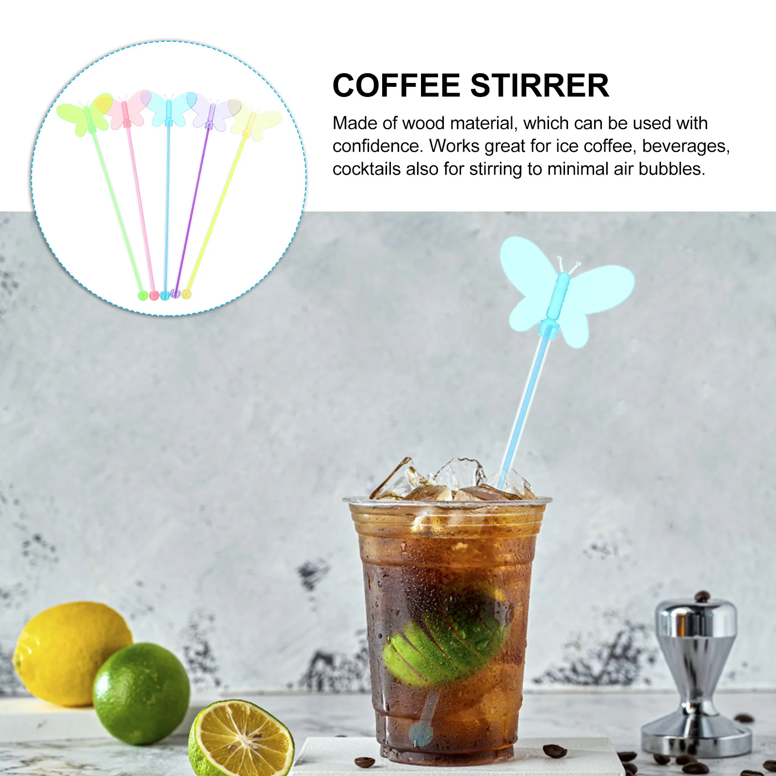 

25Pcs Premium Acrylic Butterfly Stirring Spoons Versatile Utensil for Bar Restaurant 22cm Long Handle Easy Carry