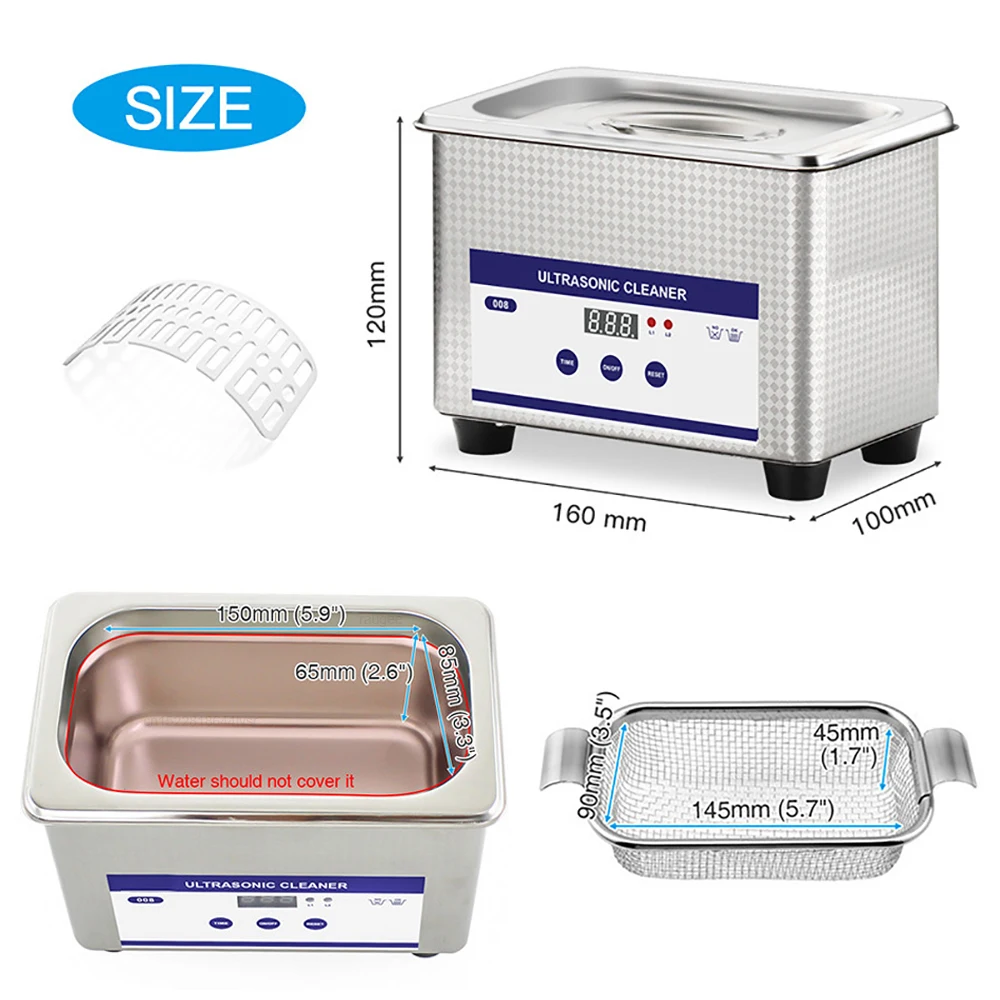 Ultrasonic Cleaner 800ML Portable Ultrasound Washing Machine 35W Glasses Watch Jewelry Ultrasonic Washer Bath