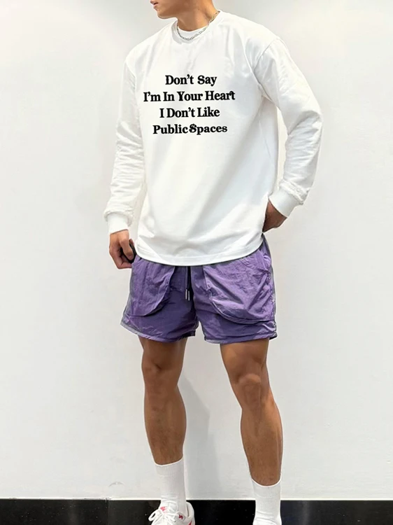 

High Quali Men's Casual Cotton Long Sve T-irt plus Size 300 Pou Loose Fit Versatile Comfortable Autumn Top