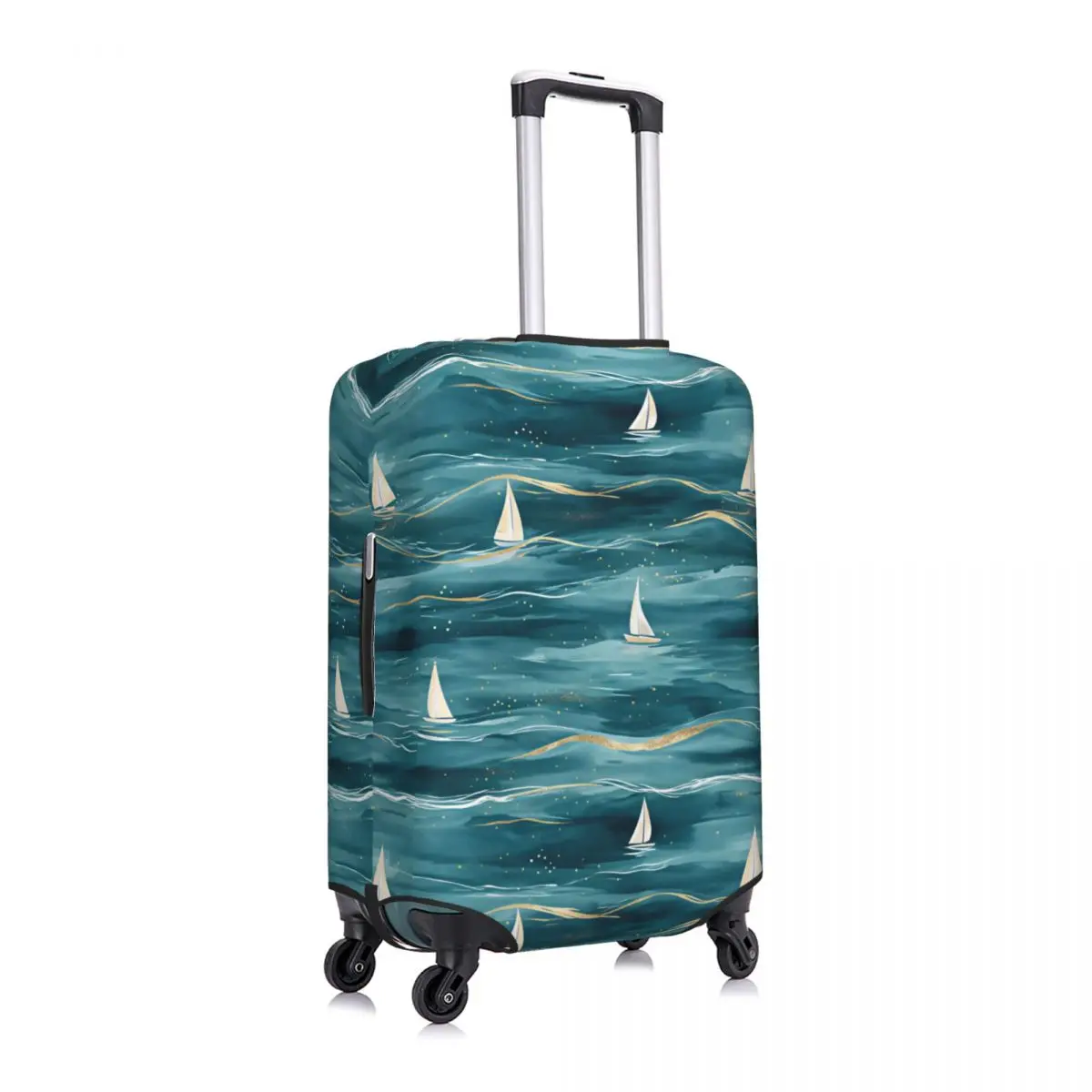 Custom Watercolor Sailboat Nautical Pattern Luggage Cover Protector Funny Travel Suitcase Covers for 18-32 Inch