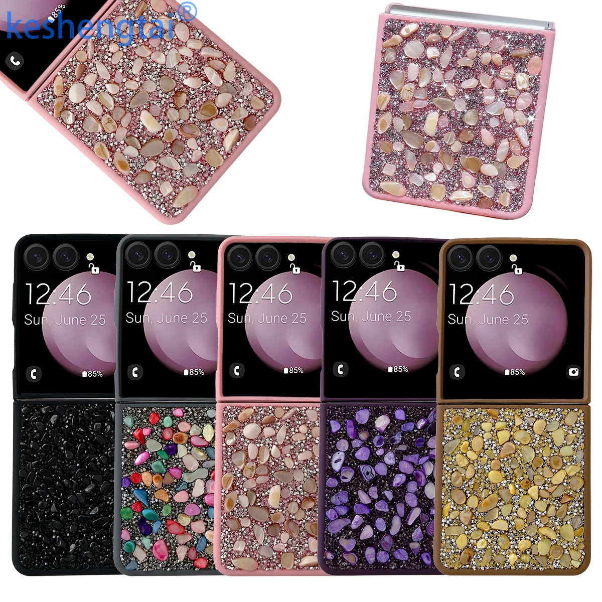 

Glitter Diamond Flash Phone Case Hard PC Back Cover Protective Shell Compatible with Samsung Galaxy Z Flip 7 7FE 6 5 4 3 5G
