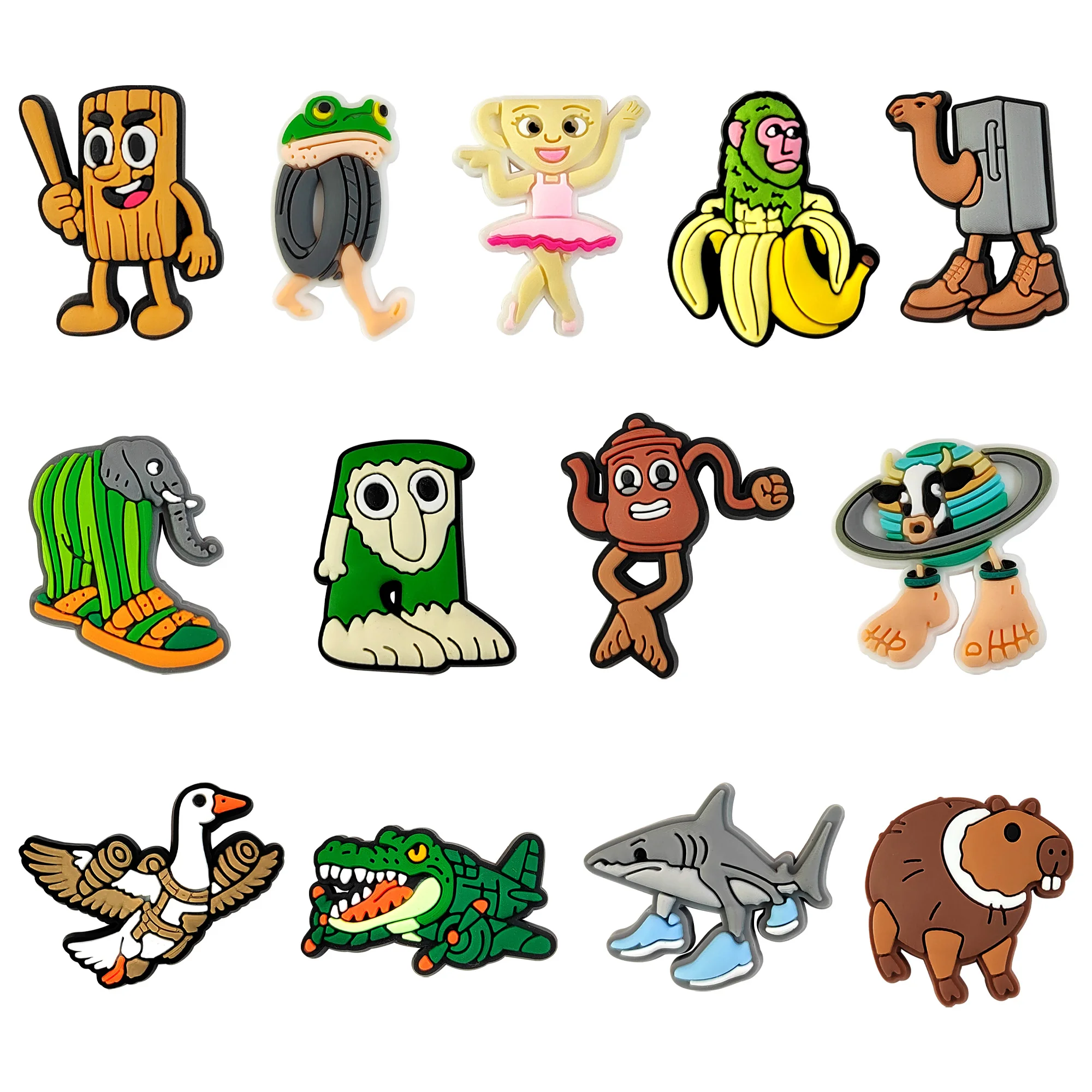 Shan Hai Jing Original funny Shoes Charms Mix PVC Shoe Accessories For humorous and witty Decoration Buckle Party Xmas Gifts