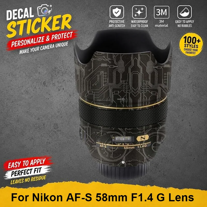 Наклейка-пленка из премиум-винила для объектива Nikon AF-S 58mm F1.4 G, стильная защитная наклейка, защита от царапин для AF S 58 F1.4G